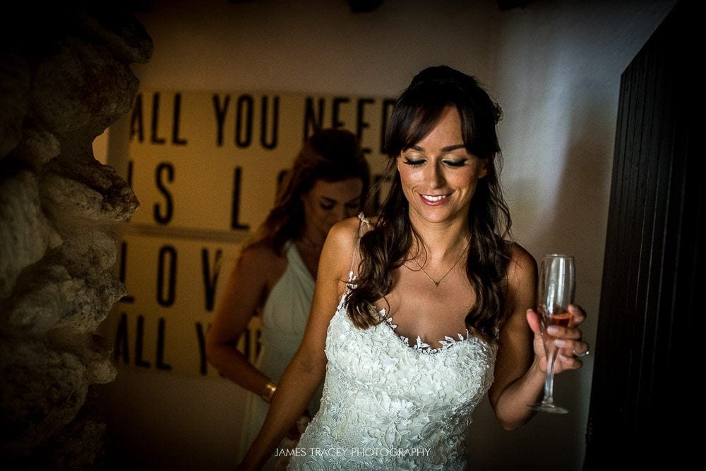 bride walking down stairs