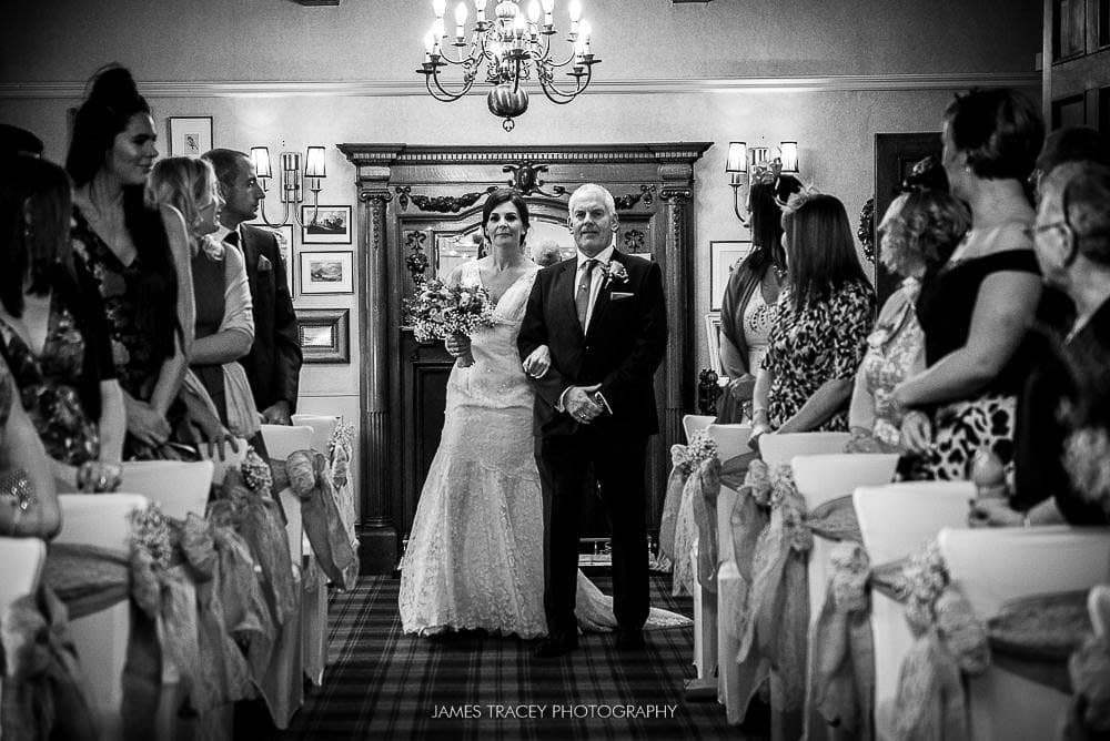 bride walking up the aisle at broadoaks country house