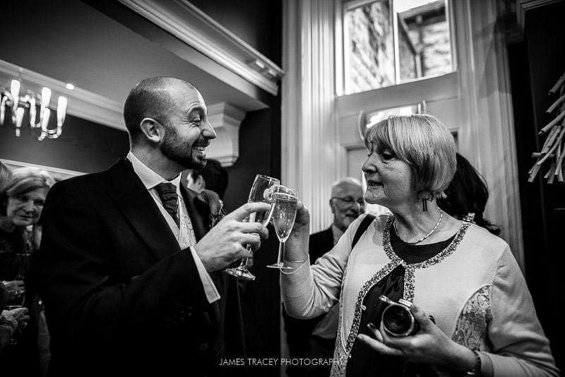 groom toasting his mother