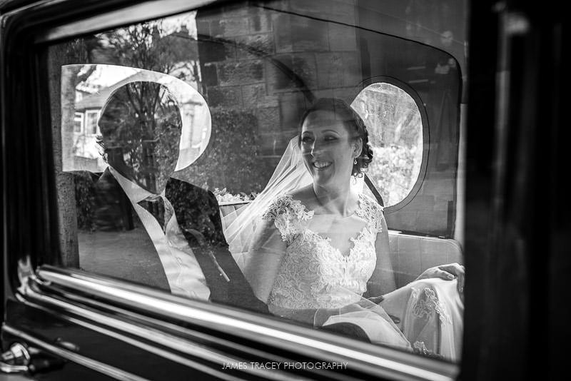 bride arriving at church