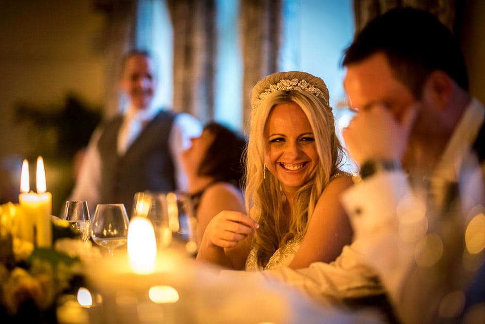 bride laughing at speeches