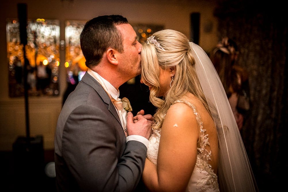 first dance at eaves hall winter wedding