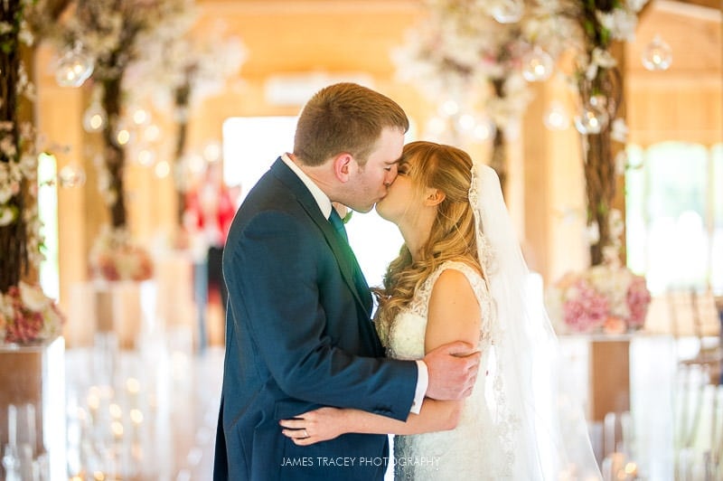 first kiss at colshaw hall wedding