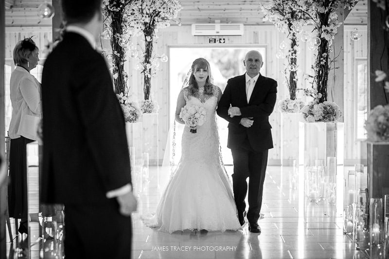 bride arriving at colshaw hall wedding