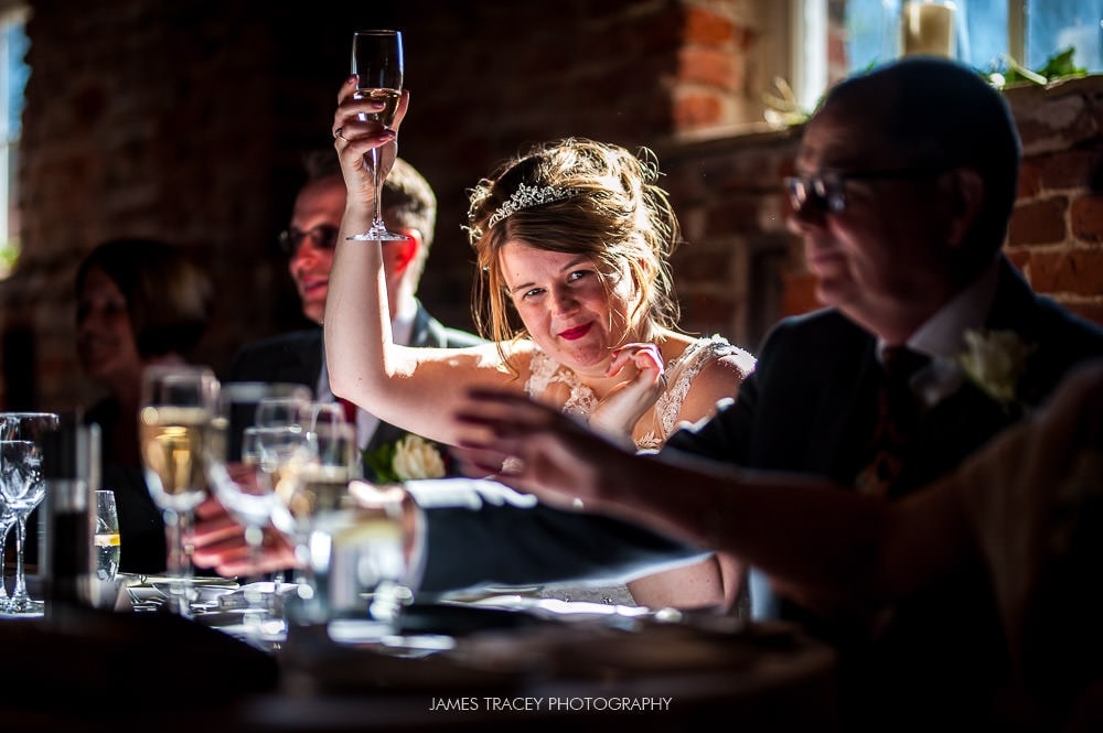 bride doing a toast