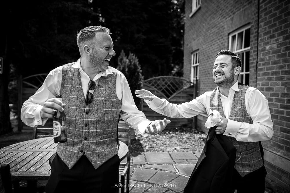 groomsmen messing about at mottram hall