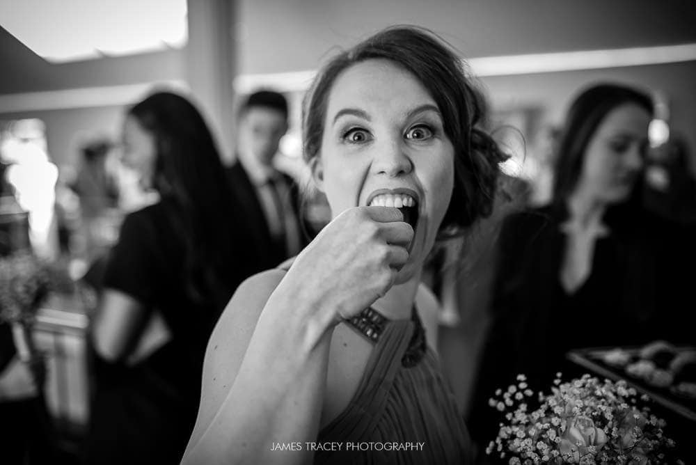 guest eating a canape