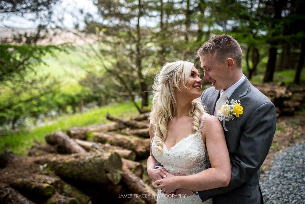 bride and groom posing