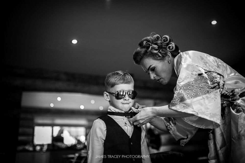 bride and her son at her wedding