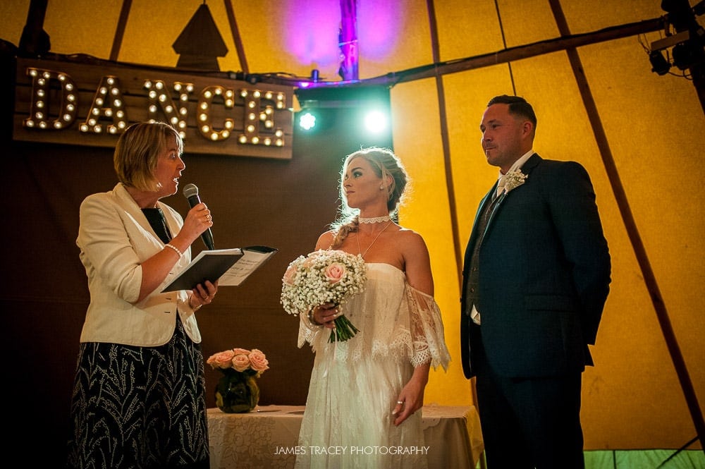 humanist wedding in a tipi