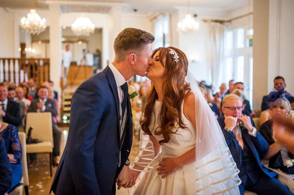 first kiss at west tower wedding photography