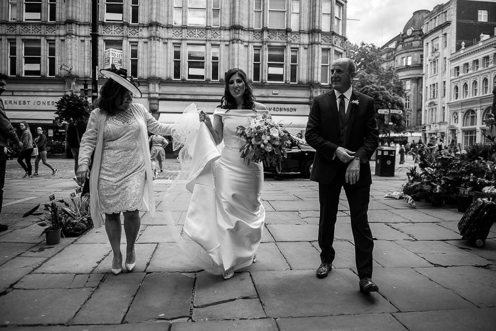 bride walking to church