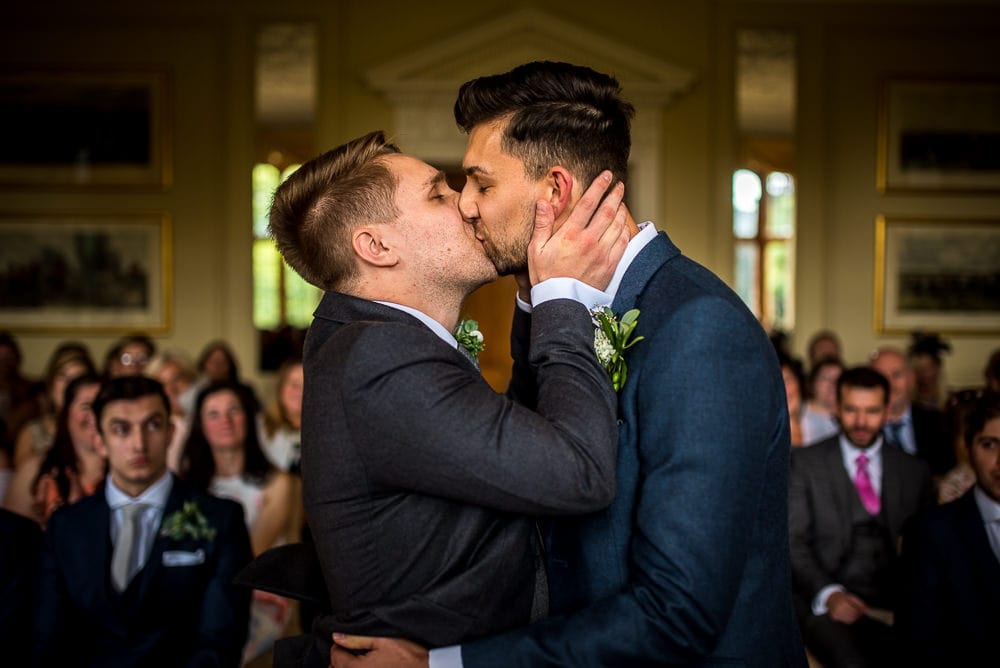 first kiss at rushton hall wedding