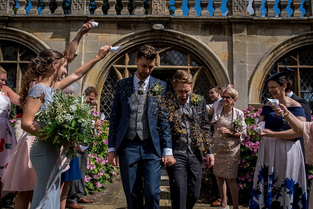 confetti photo at rushton hall wedding