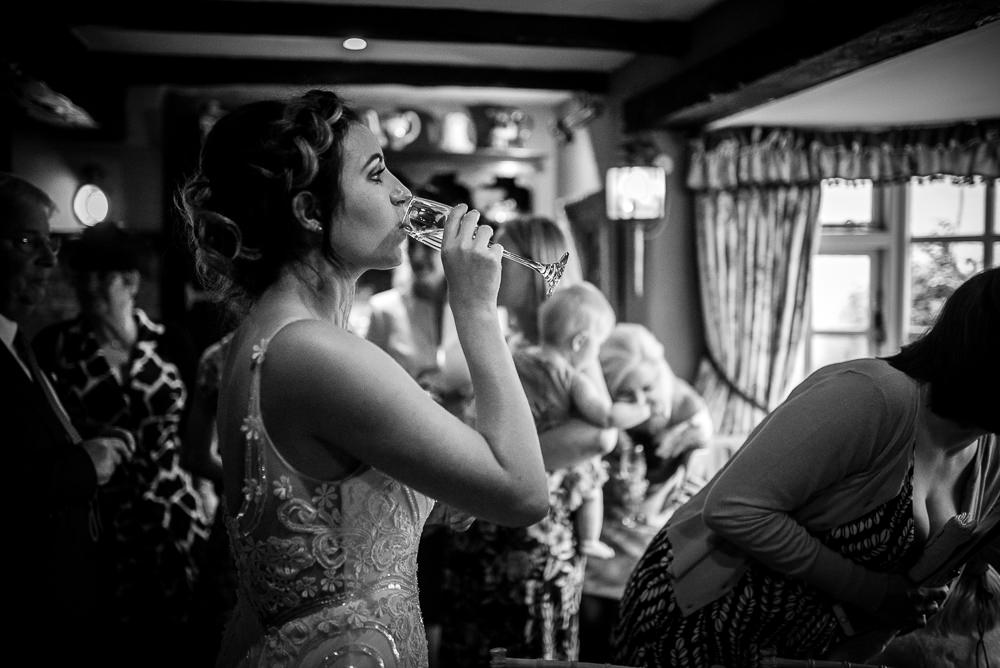 bride having a drink