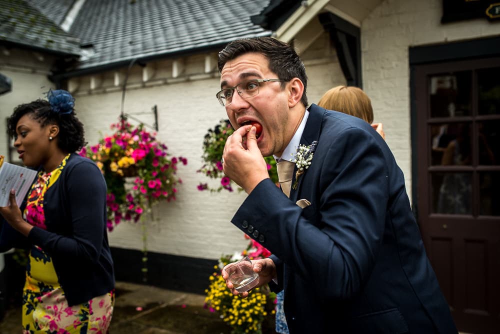 guest eating a canape