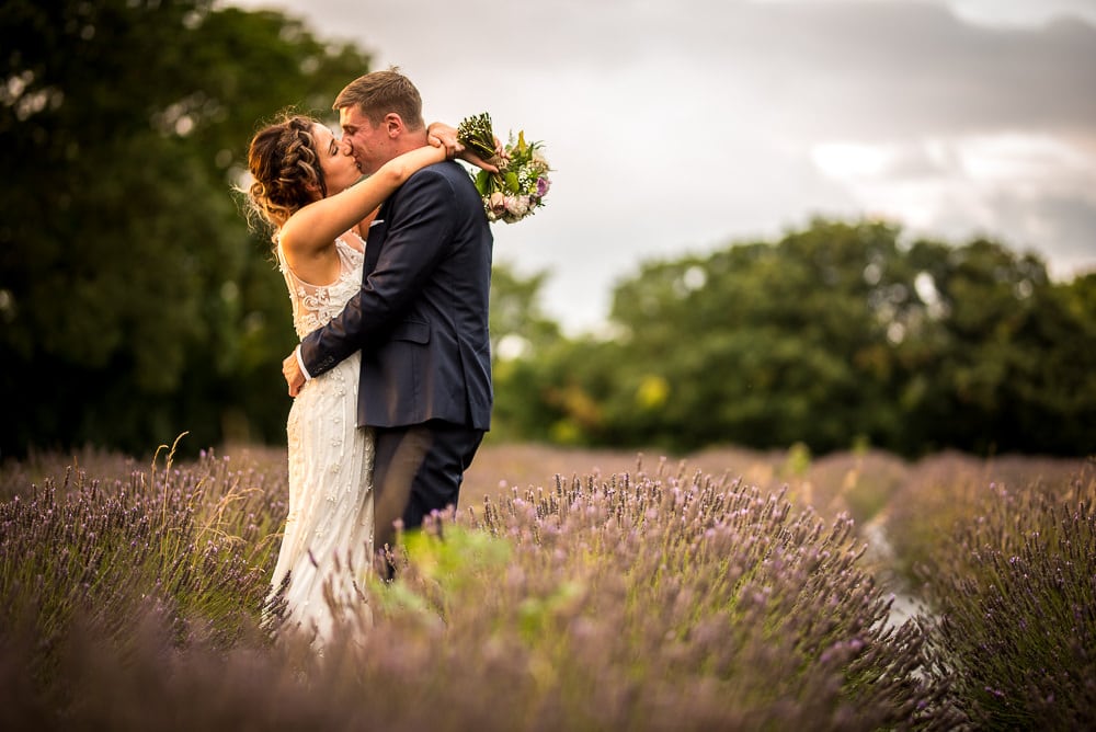 swettenham arms lavender field and wedding couple