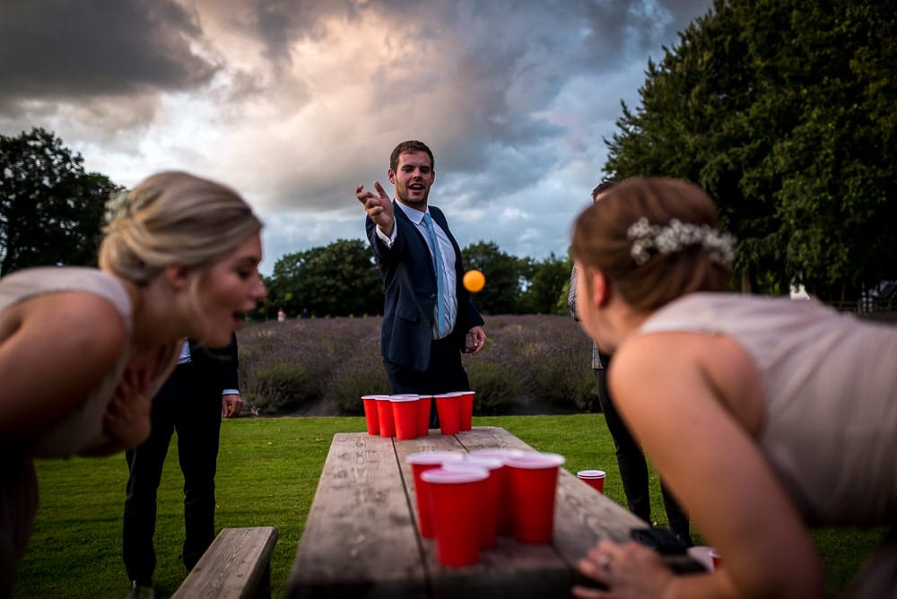 beer pong defending