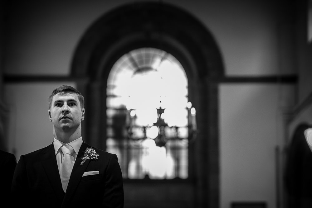 nervous groom at church