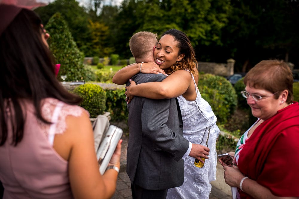 bride hugs