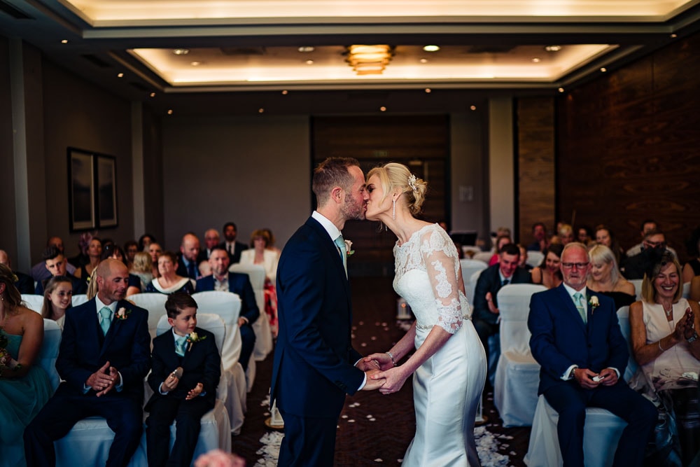 first kiss at wedding at rookery hall