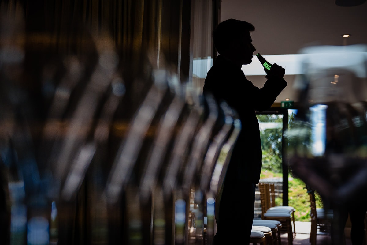 guest having a beer at gilpin lake house