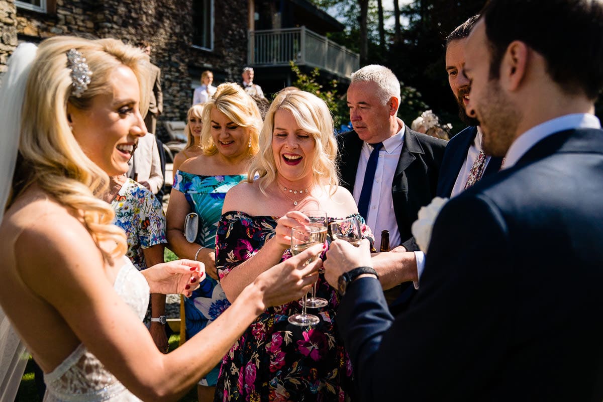 wedding guests at gilpin lake house