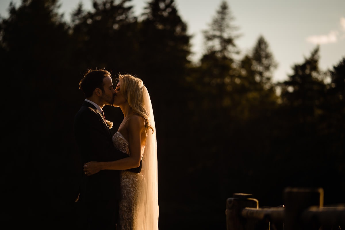 sunset wedding photo at gilpin lake house