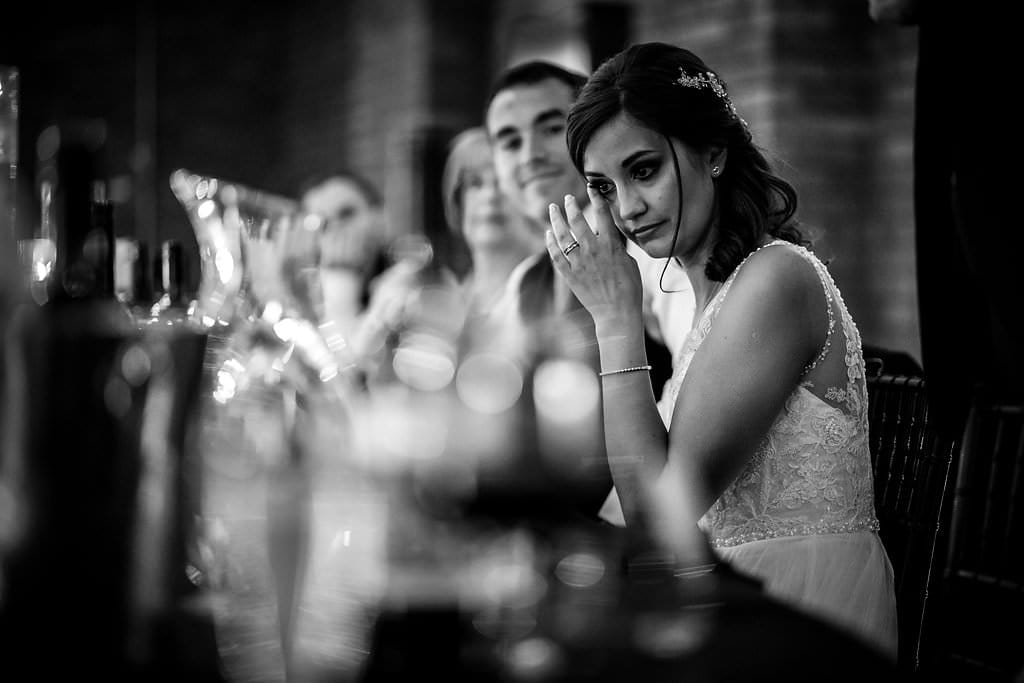 emotional bride at victoria warehouse