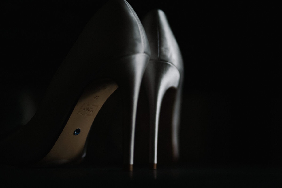 bridal shoes in natural light