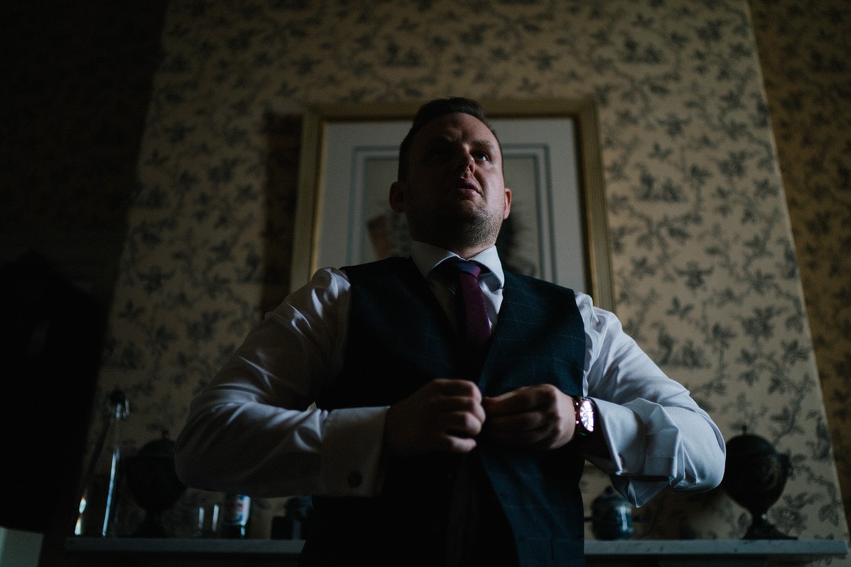 groom getting ready at knowsley hall