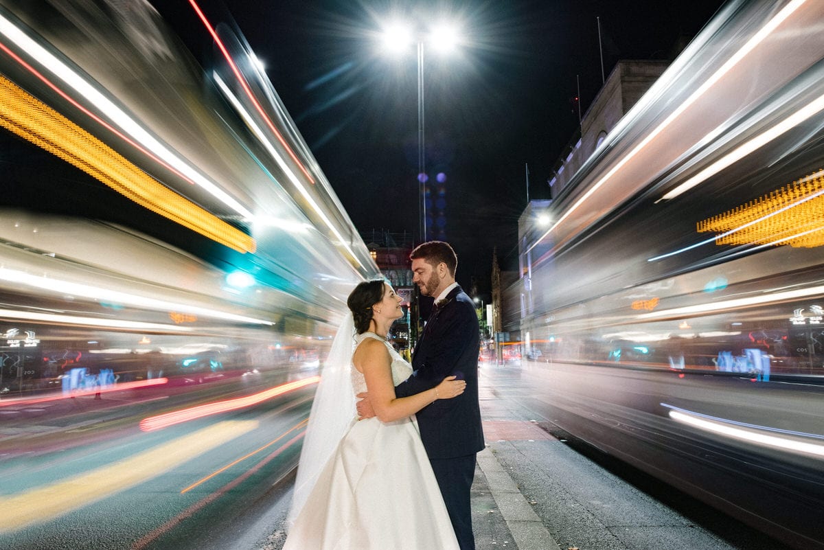 Manchester hall wedding on the streets on the city