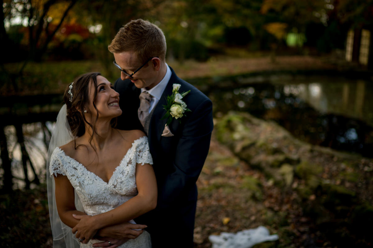 happy couple at colshaw hall gardens