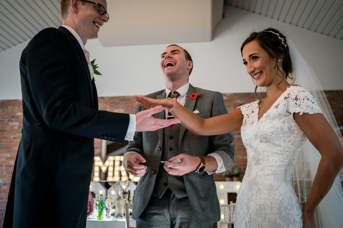 sam fitton entertaining wedding couple