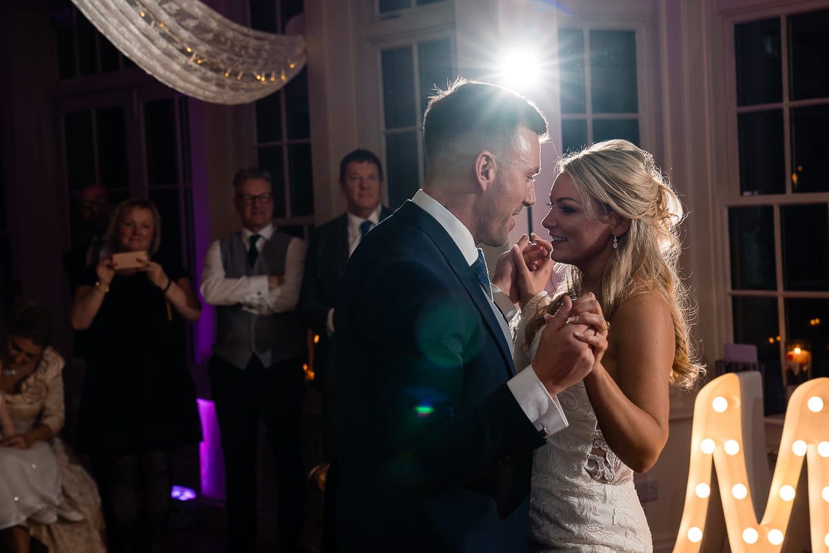 wedding couple first dance at mitton hall