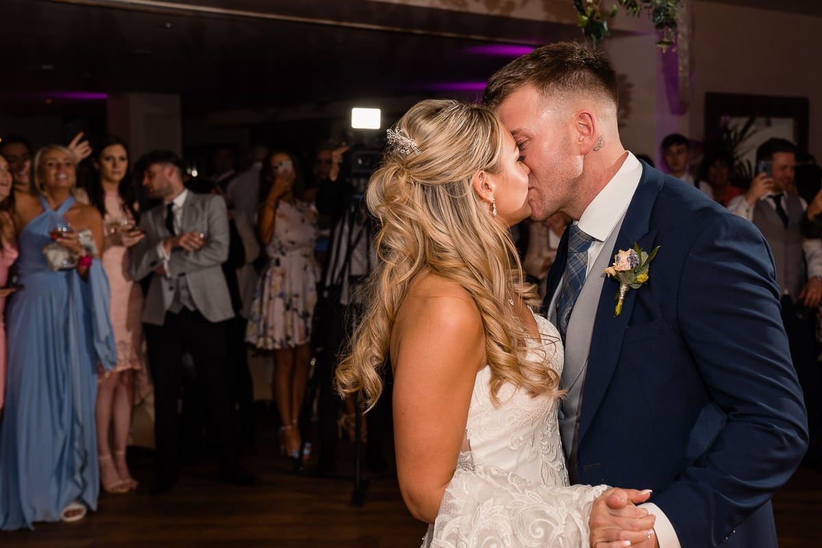 first dance kiss at mitton hall