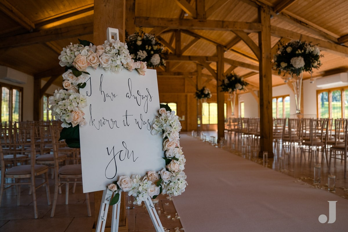 wedding sign at Colshaw Hall