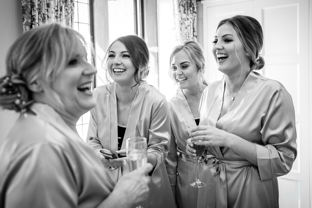 laughing bridesmaids