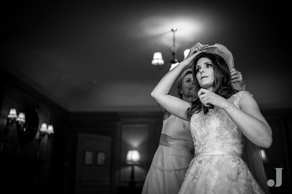 bride in her veil atThornton Manor