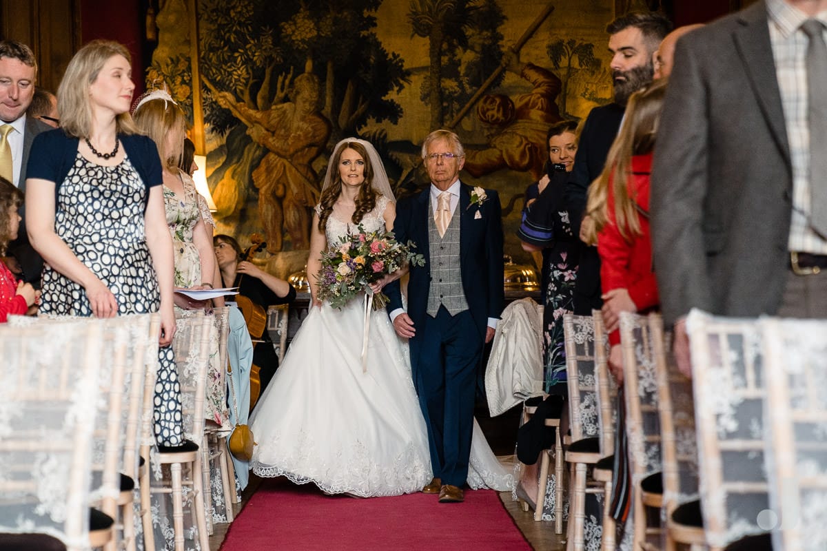 bride walking up the aisle at Thornton Manor