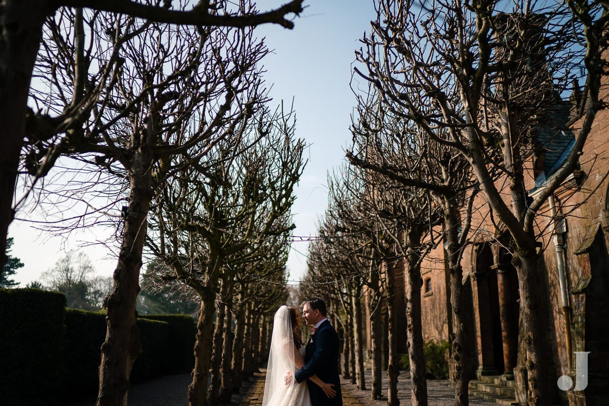 wide angle of trees at Thornton Manor