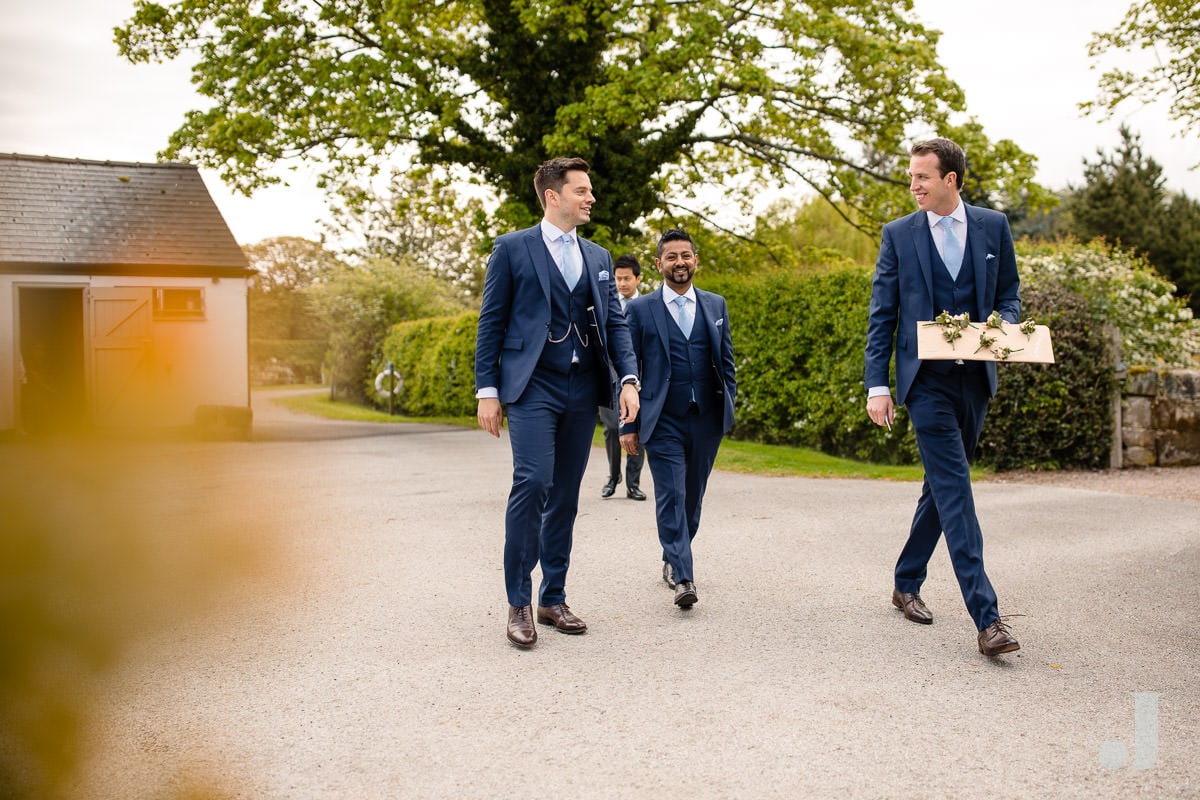 groom arriving at the holford estate