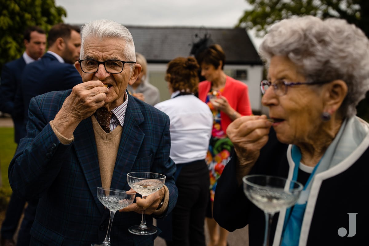 guests eating canapes